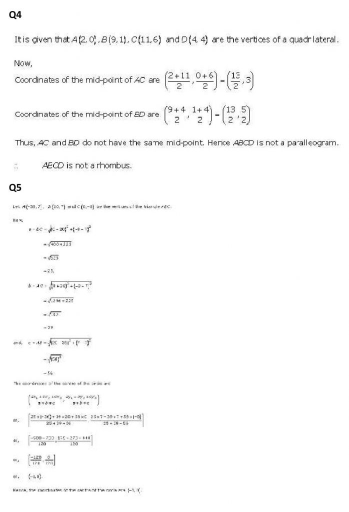 NCERT Solutions Class 11 Mathematics RD Sharma Brief Review of Cartesian System of Rectangular Coordinates-