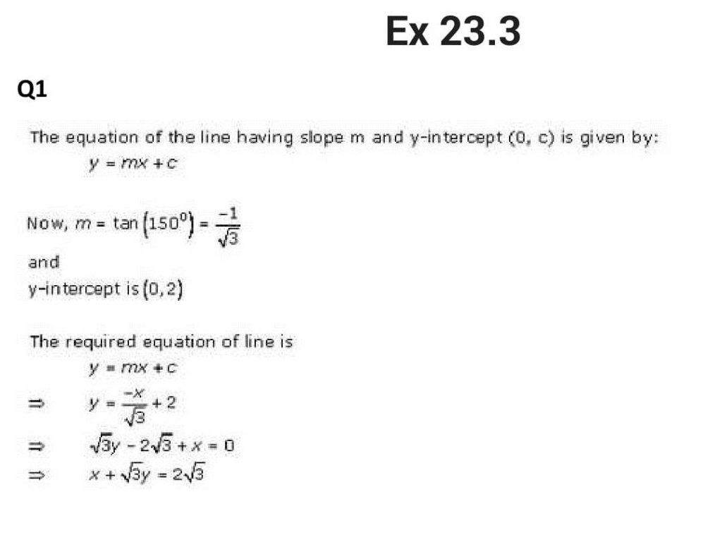 NCERT Solutions Class 11 Mathematics RD Sharma The Straight Lines-