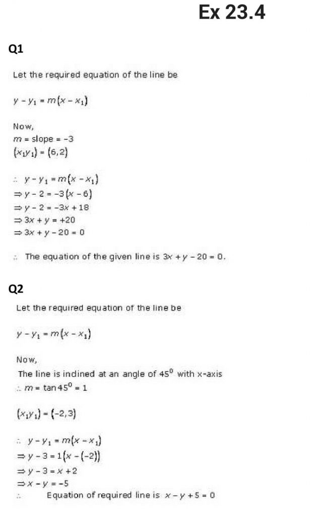 NCERT Solutions Class 11 Mathematics RD Sharma The Straight Lines-