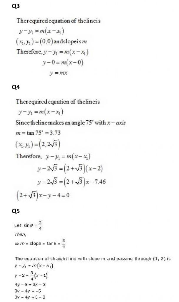 NCERT Solutions Class 11 Mathematics RD Sharma The Straight Lines-