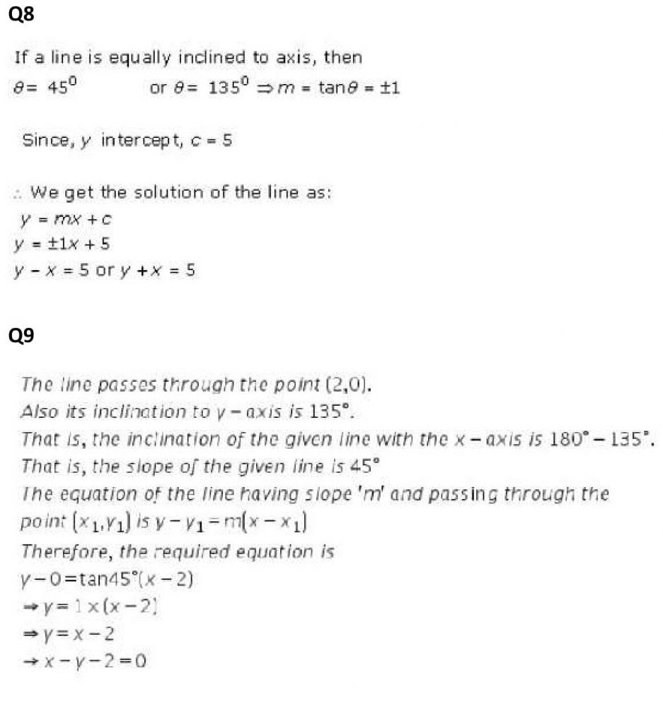 NCERT Solutions Class 11 Mathematics RD Sharma The Straight Lines-