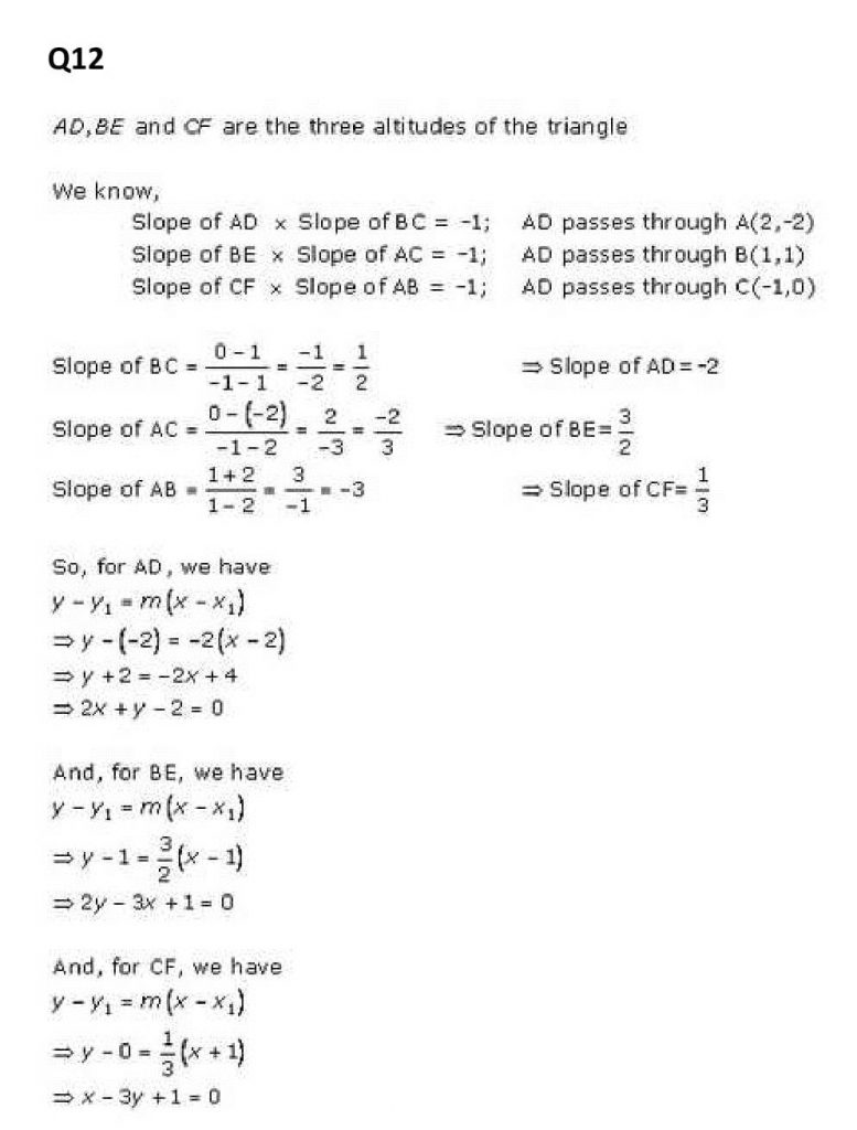NCERT Solutions Class 11 Mathematics RD Sharma The Straight Lines-