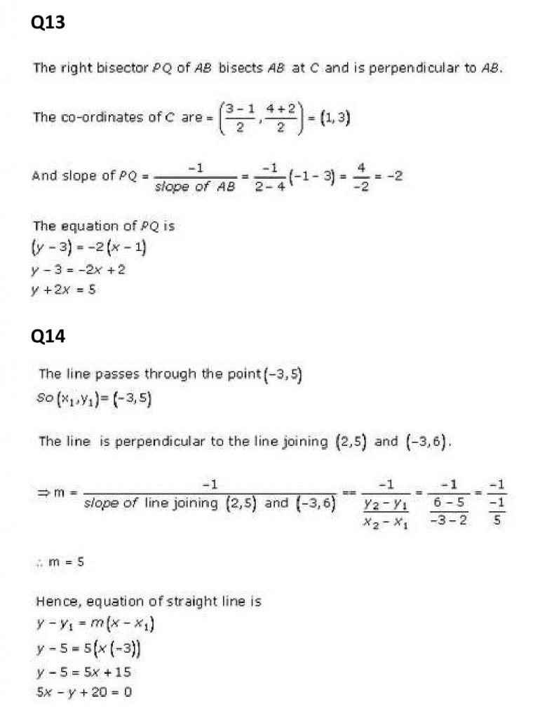 NCERT Solutions Class 11 Mathematics RD Sharma The Straight Lines-