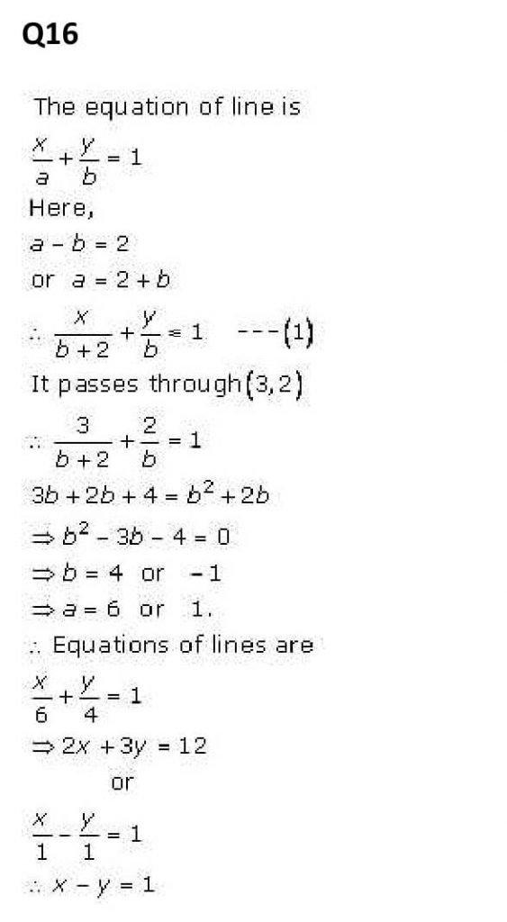 NCERT Solutions Class 11 Mathematics RD Sharma The Straight Lines-