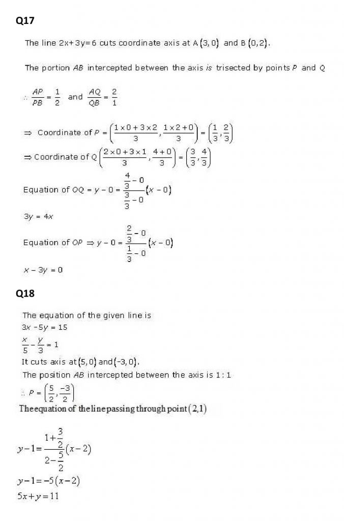 NCERT Solutions Class 11 Mathematics RD Sharma The Straight Lines-