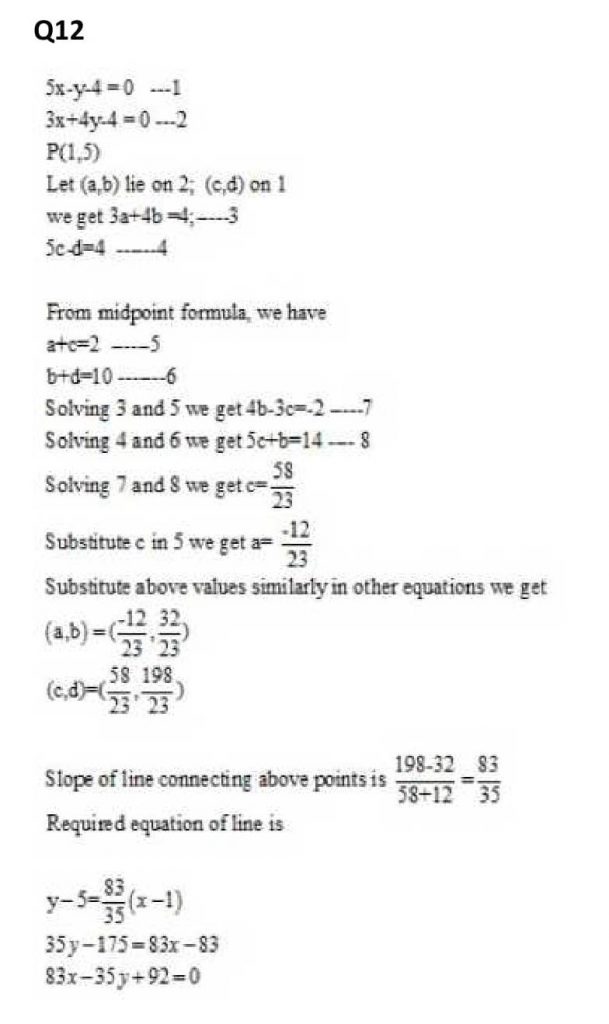NCERT Solutions Class 11 Mathematics RD Sharma The Straight Lines-