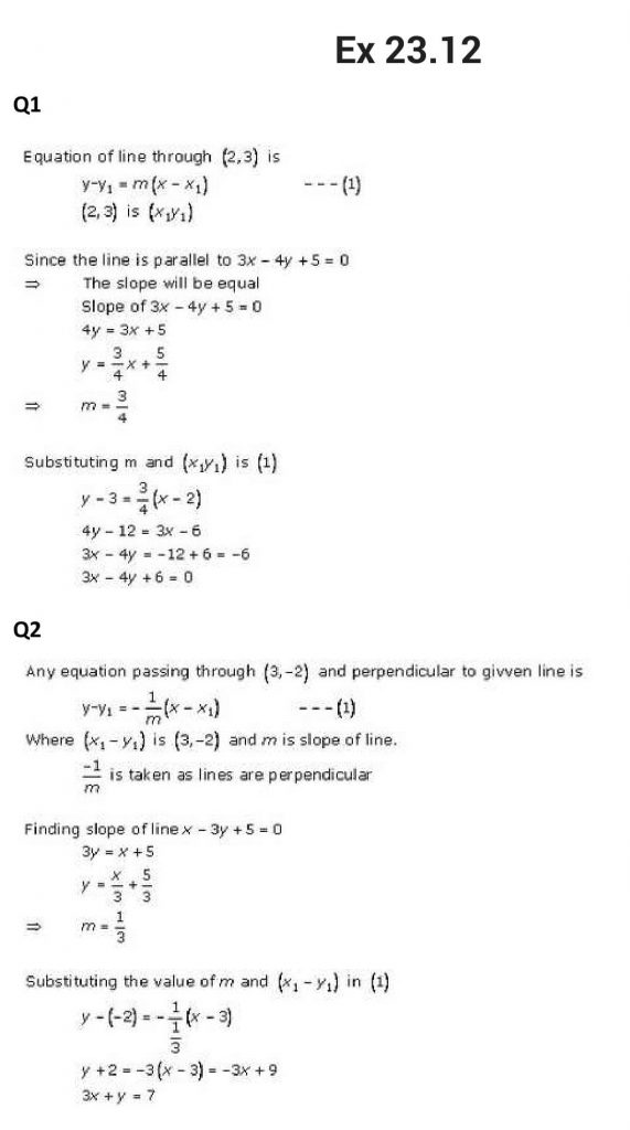 NCERT Solutions Class 11 Mathematics RD Sharma The Straight Lines-