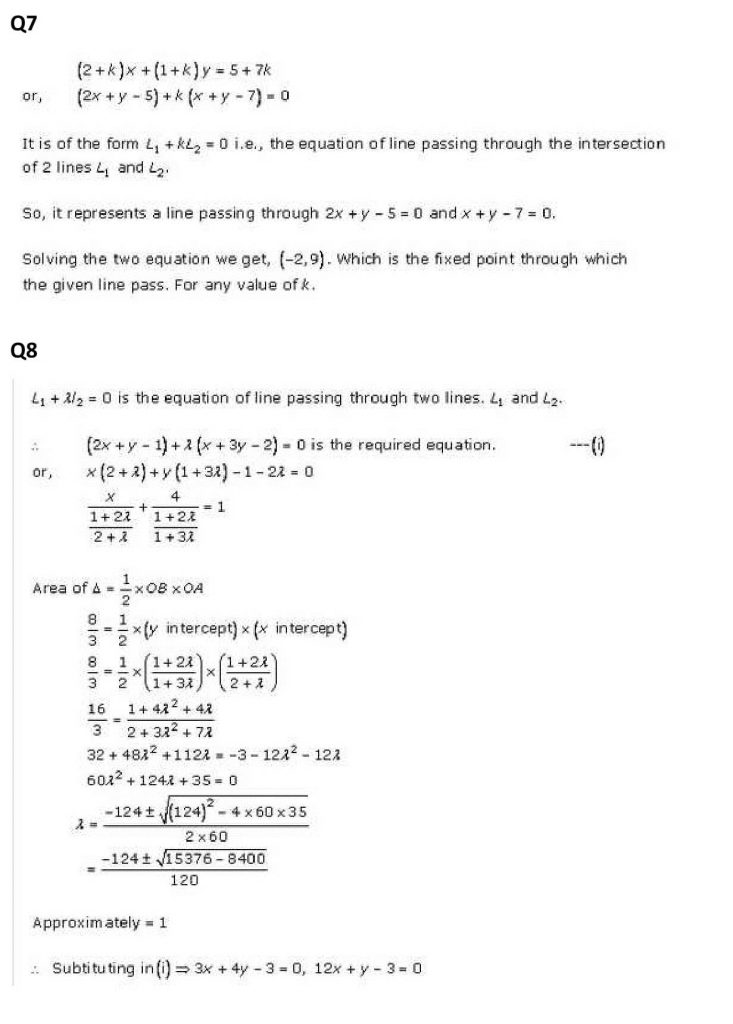 NCERT Solutions Class 11 Mathematics RD Sharma The Straight Lines-