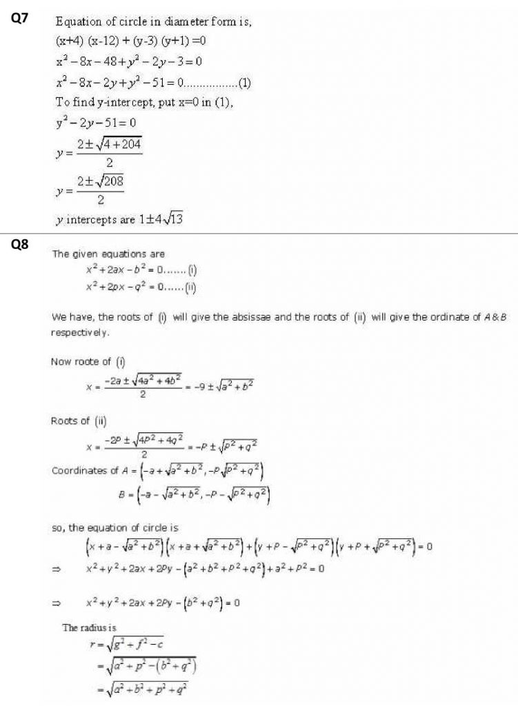 NCERT Solutions Class 11 Mathematics RD Sharma The Circle