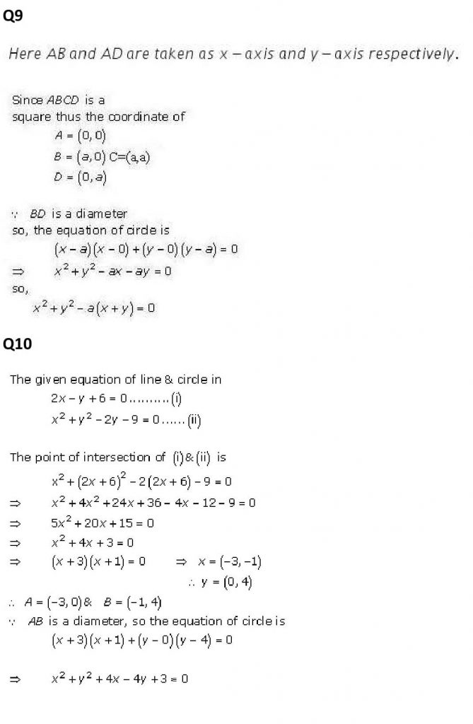 NCERT Solutions Class 11 Mathematics RD Sharma The Circle