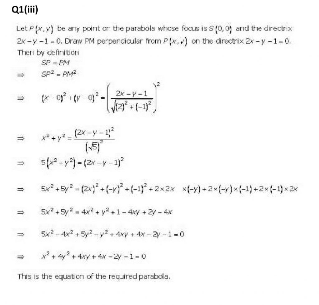 NCERT Solutions Class 11 Mathematics RD Sharma Parabola-