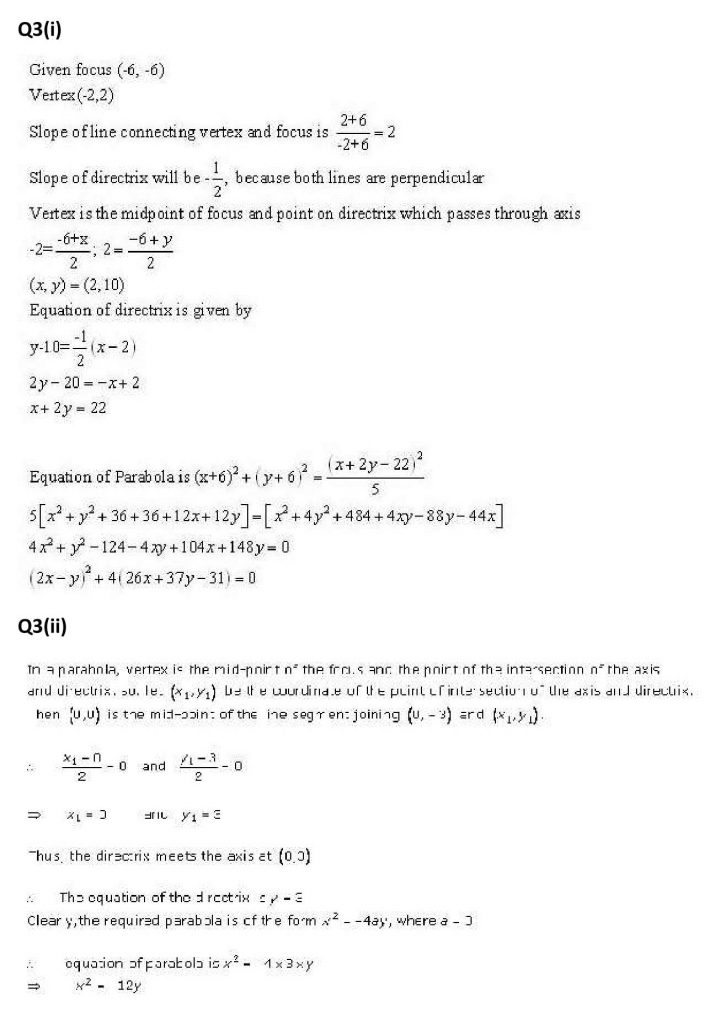 NCERT Solutions Class 11 Mathematics RD Sharma Parabola-