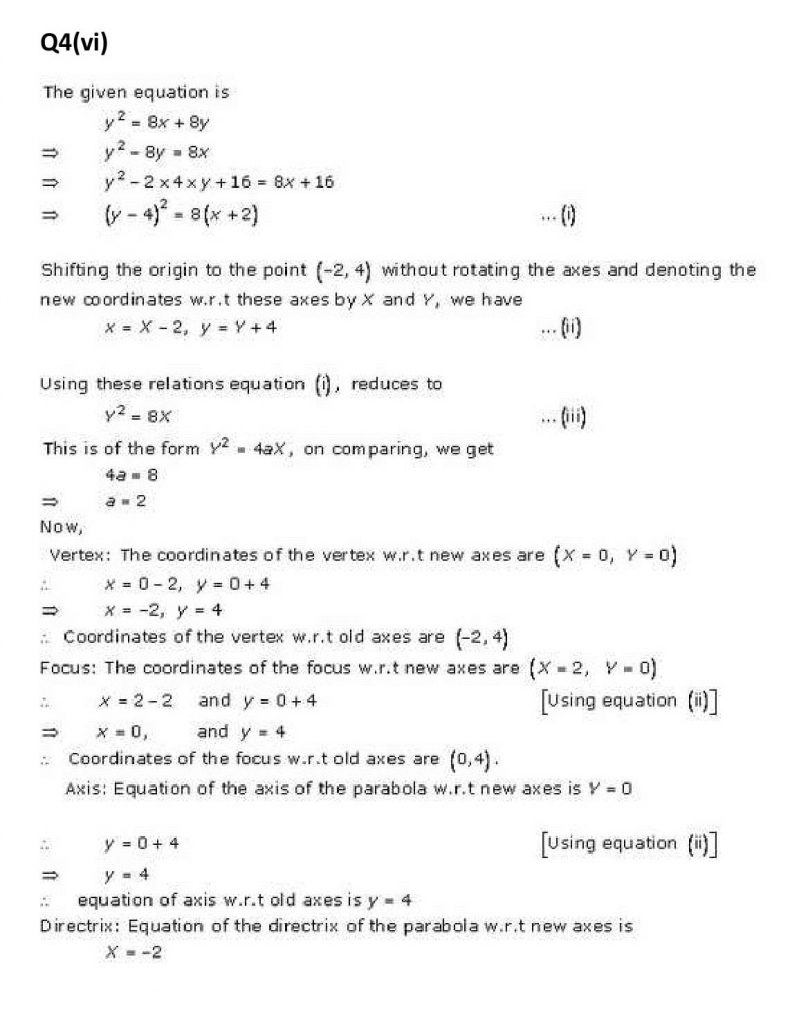 NCERT Solutions Class 11 Mathematics RD Sharma Parabola-