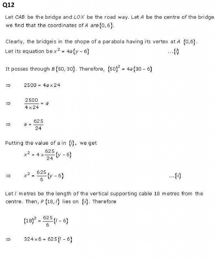 NCERT Solutions Class 11 Mathematics RD Sharma Parabola-