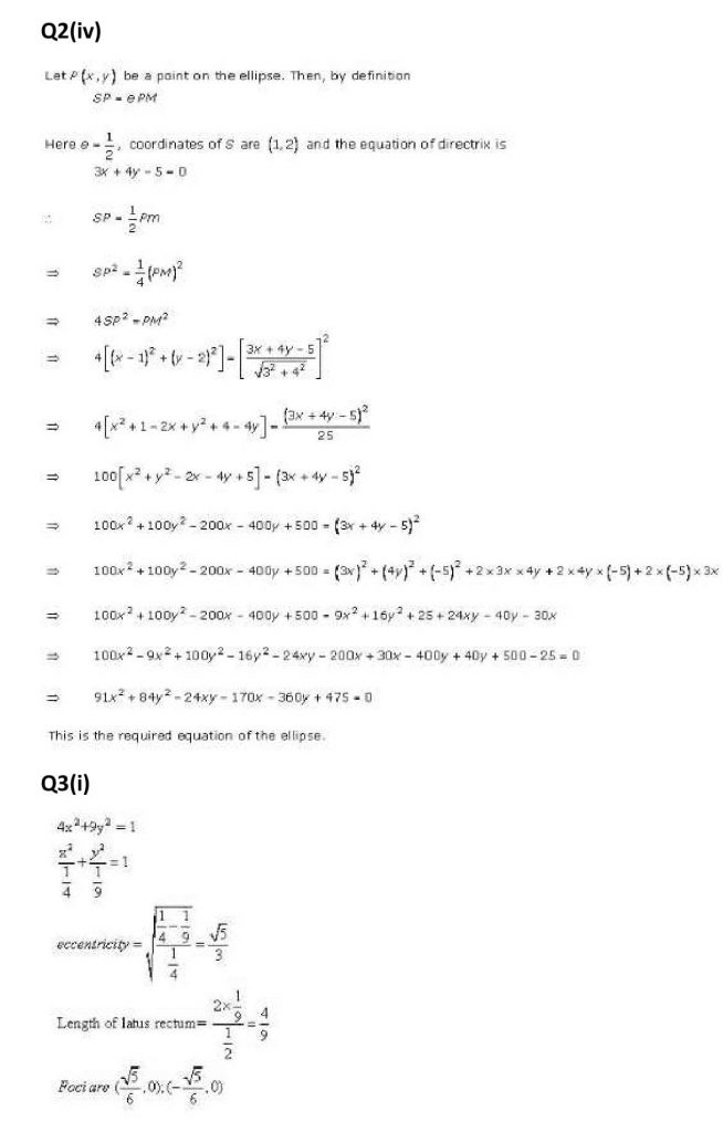 NCERT Solutions Class 11 Mathematics RD Sharma Ellipse-