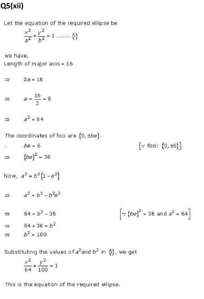 NCERT Solutions Class 11 Mathematics RD Sharma Ellipse-