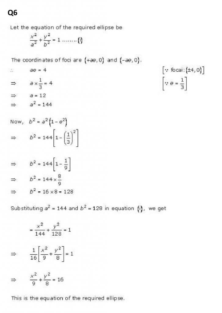 NCERT Solutions Class 11 Mathematics RD Sharma Ellipse-