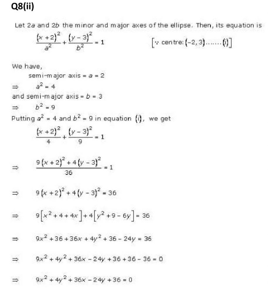 NCERT Solutions Class 11 Mathematics RD Sharma Ellipse-