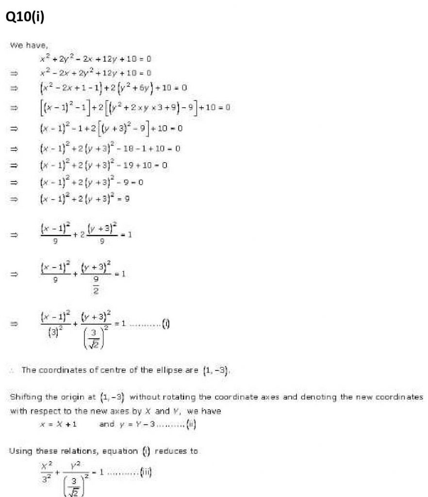 NCERT Solutions Class 11 Mathematics RD Sharma Ellipse-