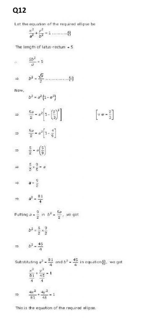 NCERT Solutions Class 11 Mathematics RD Sharma Ellipse-