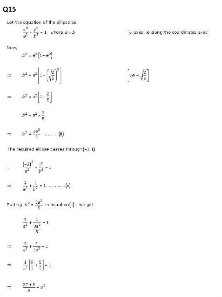 NCERT Solutions Class 11 Mathematics RD Sharma Ellipse-