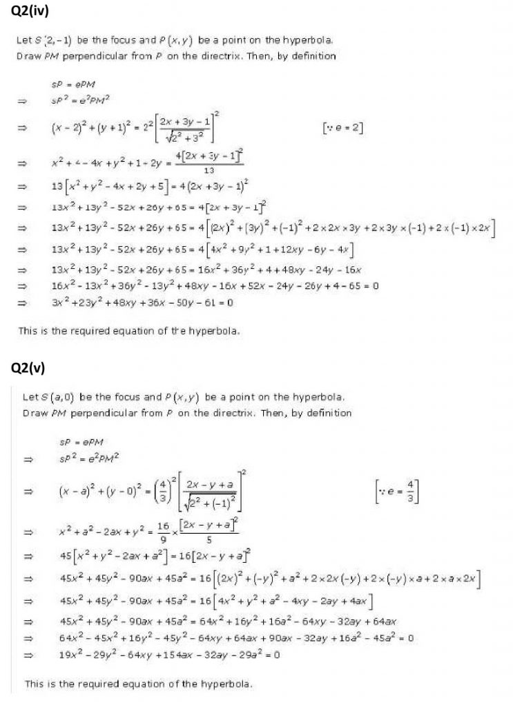 NCERT Solutions Class 11 Mathematics RD Sharma Hyperbola-