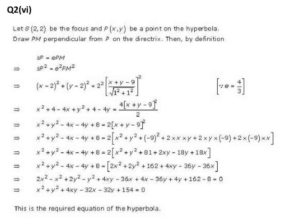 NCERT Solutions Class 11 Mathematics RD Sharma Hyperbola-