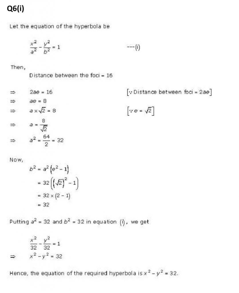 NCERT Solutions Class 11 Mathematics RD Sharma Hyperbola-