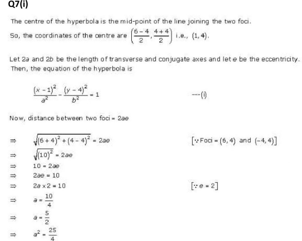 NCERT Solutions Class 11 Mathematics RD Sharma Hyperbola-