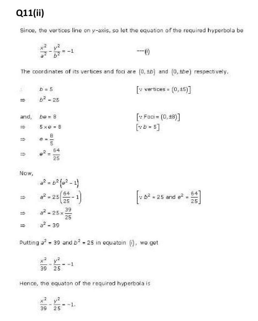 NCERT Solutions Class 11 Mathematics RD Sharma Hyperbola-