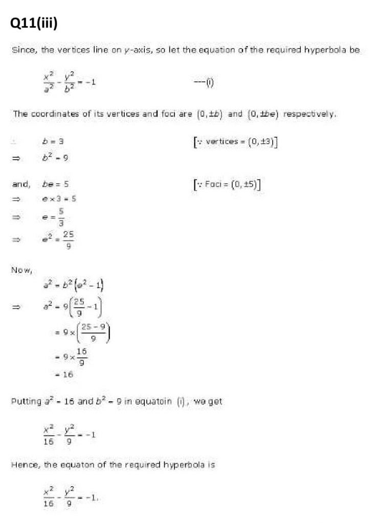 NCERT Solutions Class 11 Mathematics RD Sharma Hyperbola-