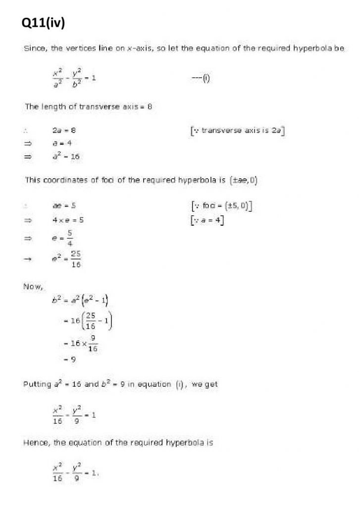 NCERT Solutions Class 11 Mathematics RD Sharma Hyperbola-