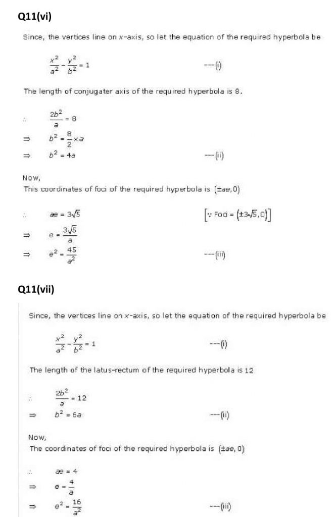 NCERT Solutions Class 11 Mathematics RD Sharma Hyperbola-