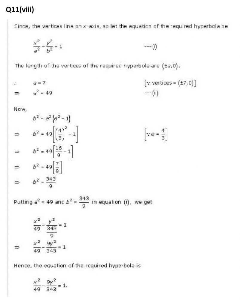 NCERT Solutions Class 11 Mathematics RD Sharma Hyperbola-