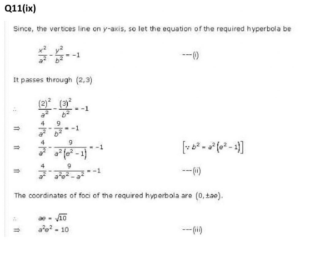 NCERT Solutions Class 11 Mathematics RD Sharma Hyperbola-