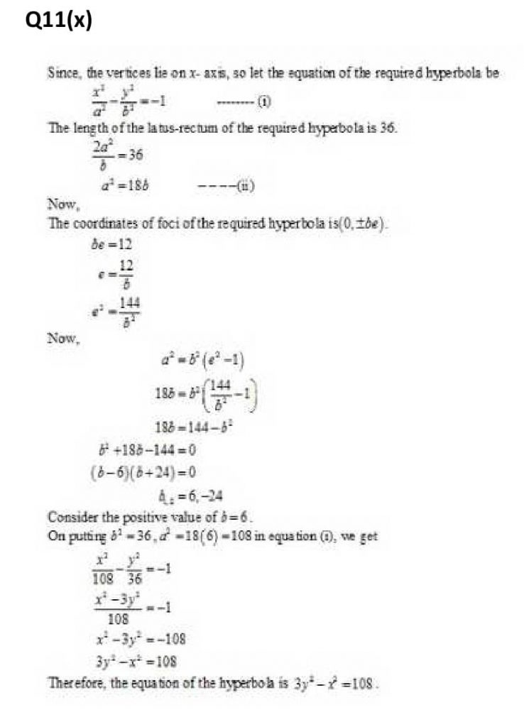 NCERT Solutions Class 11 Mathematics RD Sharma Hyperbola-