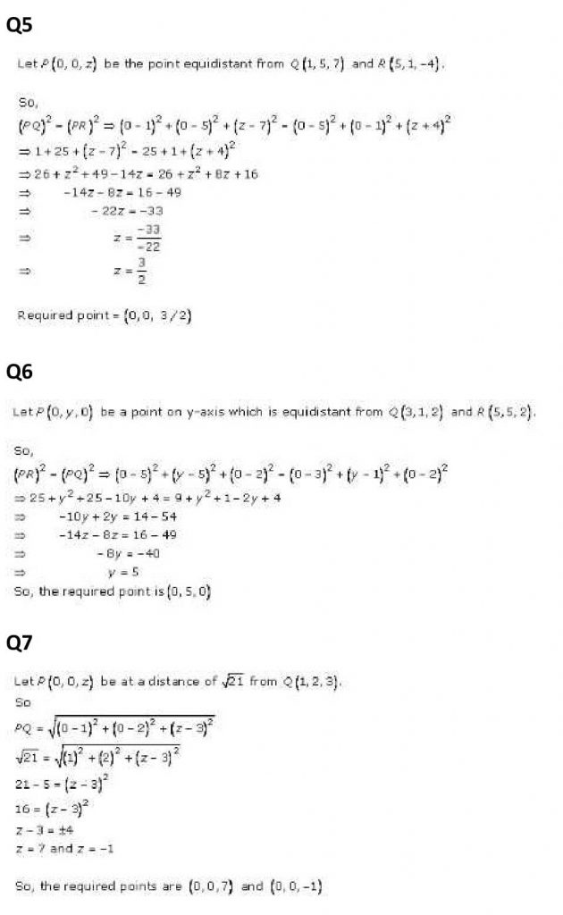 NCERT Solutions Class 11 Mathematics RD Sharma Introduction to 3D Coordinate Geometry-