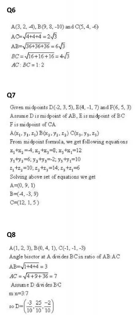 NCERT Solutions Class 11 Mathematics RD Sharma Introduction to 3D Coordinate Geometry-