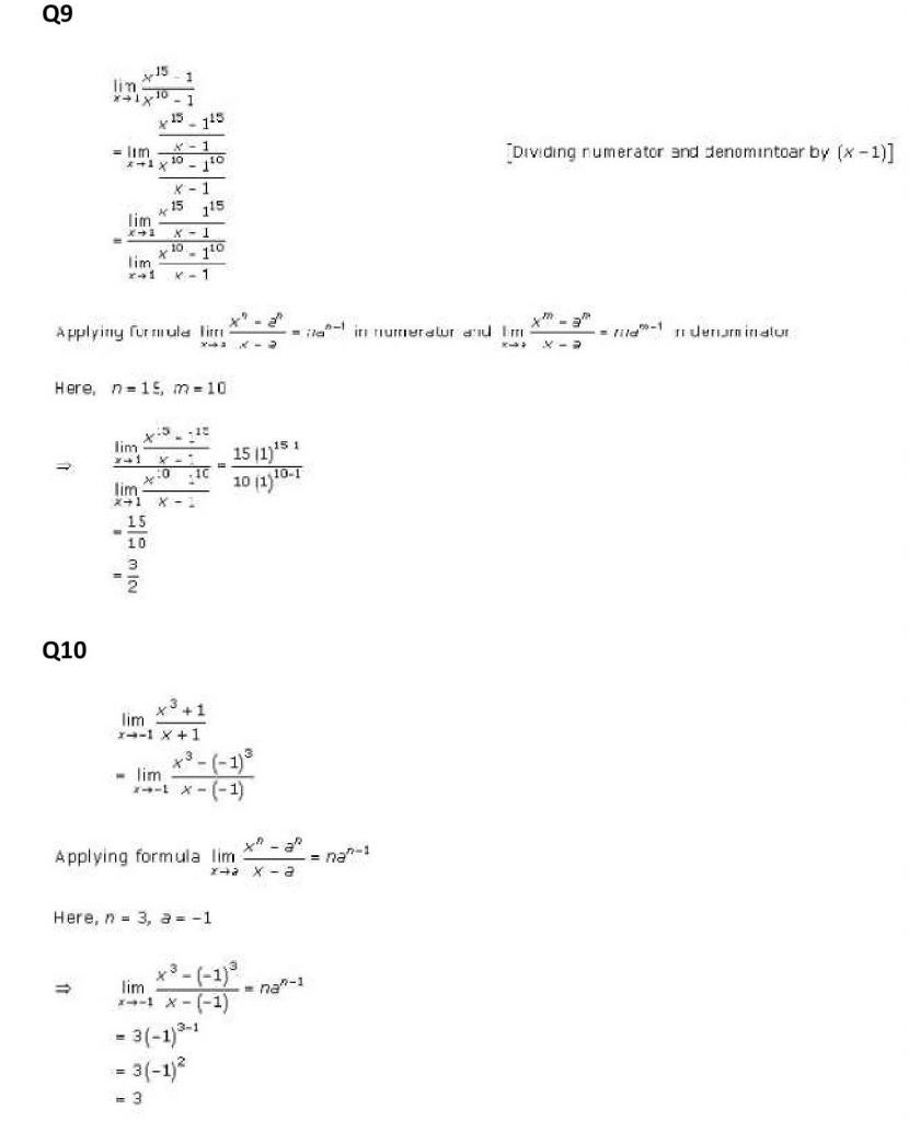 NCERT Solutions Class 11 Mathematics RD Sharma Limits-