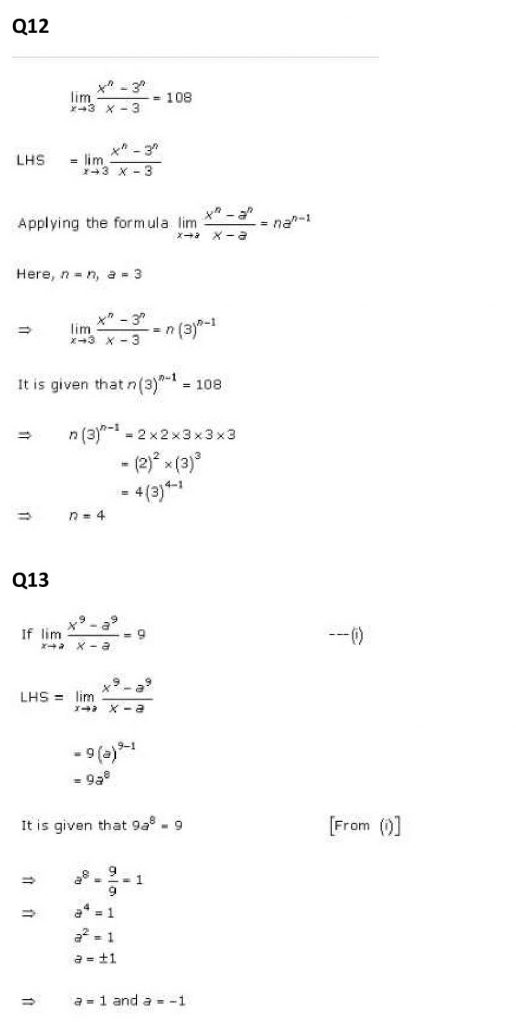 NCERT Solutions Class 11 Mathematics RD Sharma Limits-