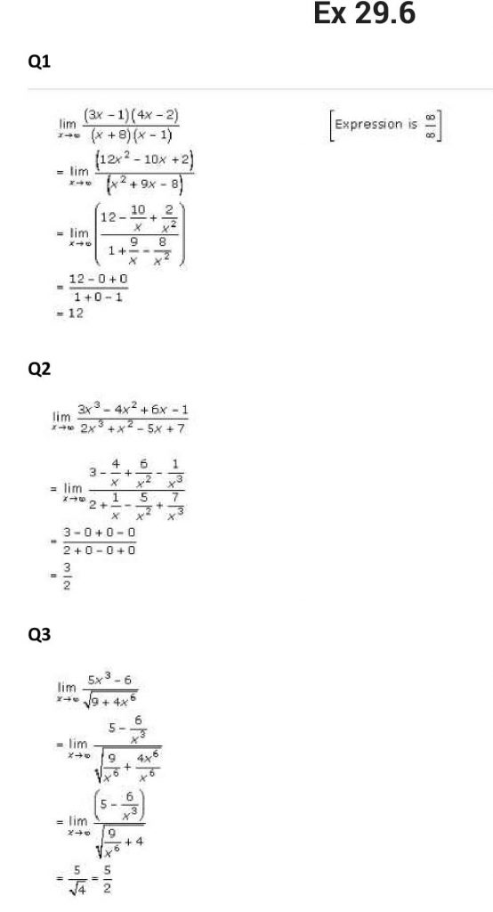 NCERT Solutions Class 11 Mathematics RD Sharma Limits-