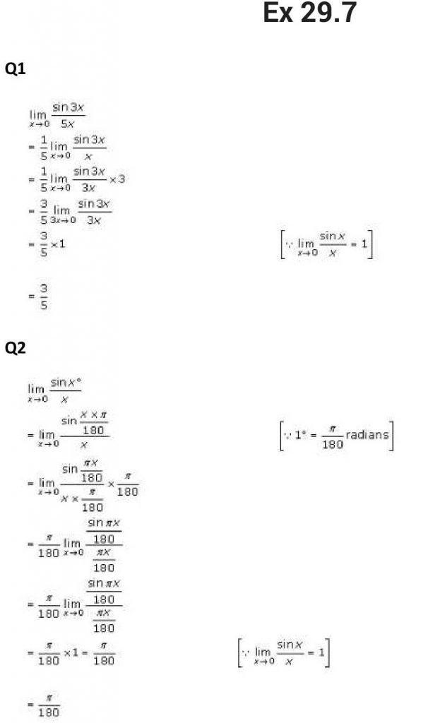 NCERT Solutions Class 11 Mathematics RD Sharma Limits-