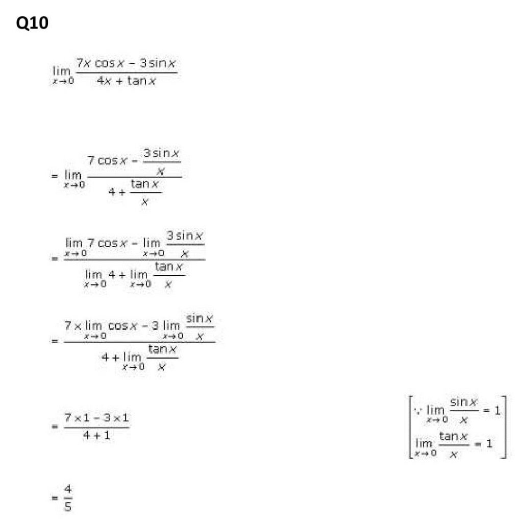 NCERT Solutions Class 11 Mathematics RD Sharma Limits-