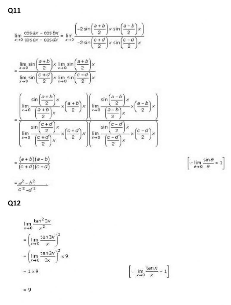 NCERT Solutions Class 11 Mathematics RD Sharma Limits-