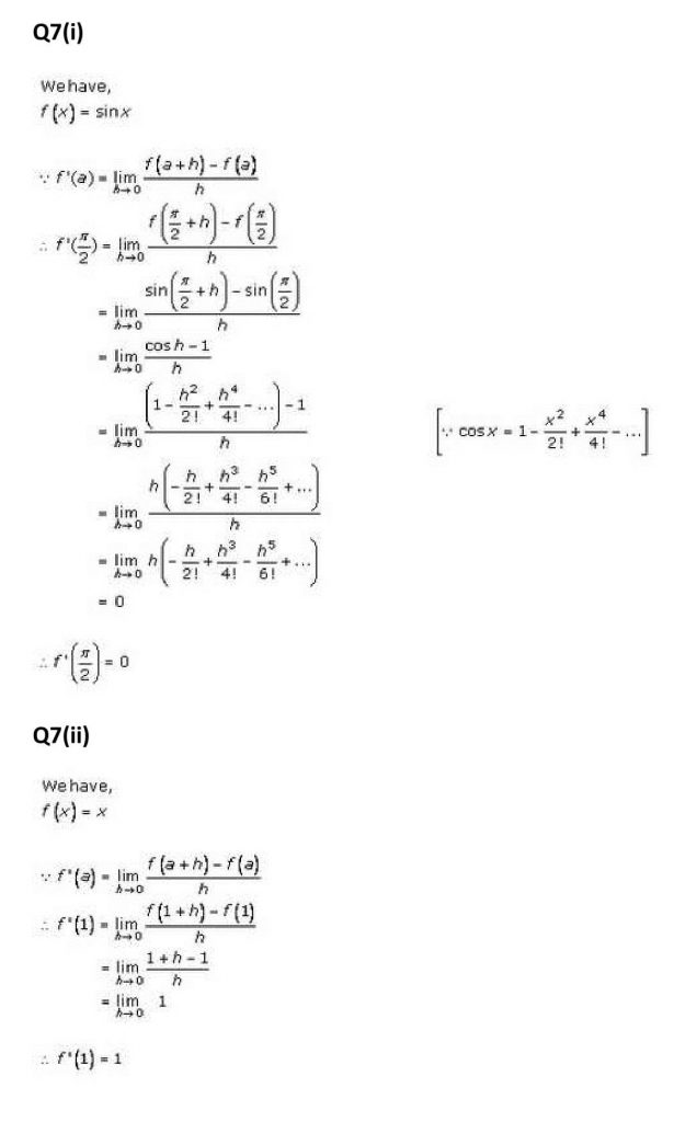 NCERT Solutions Class 11 Mathematics RD Sharma Derivatives-