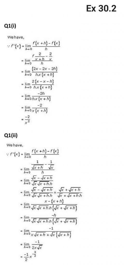 NCERT Solutions Class 11 Mathematics RD Sharma Derivatives-