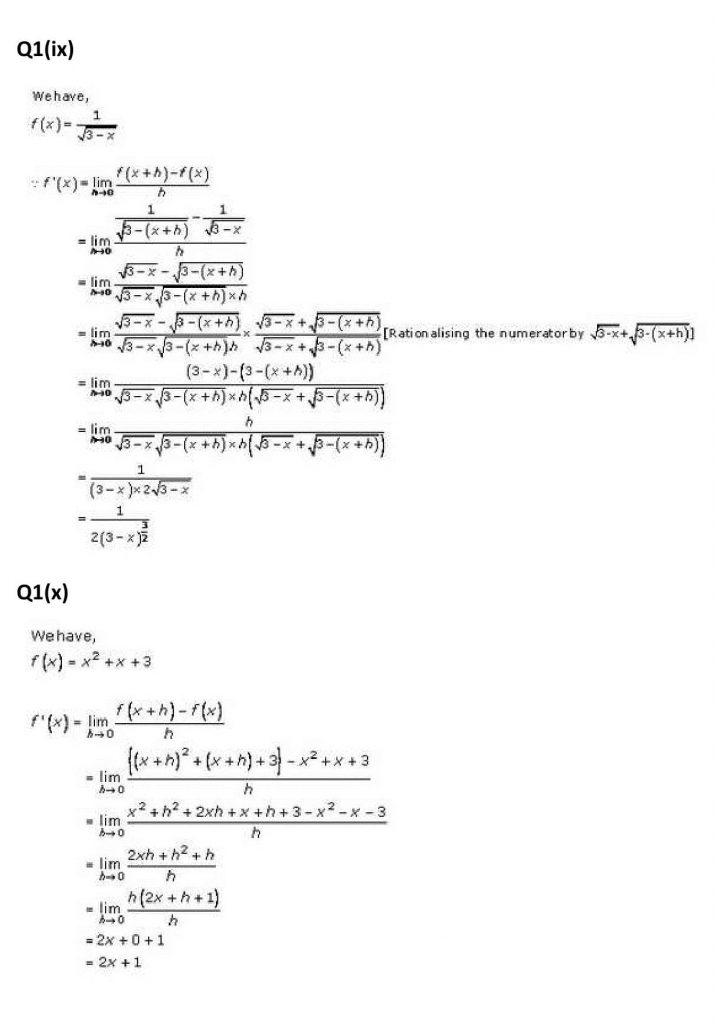 NCERT Solutions Class 11 Mathematics RD Sharma Derivatives-