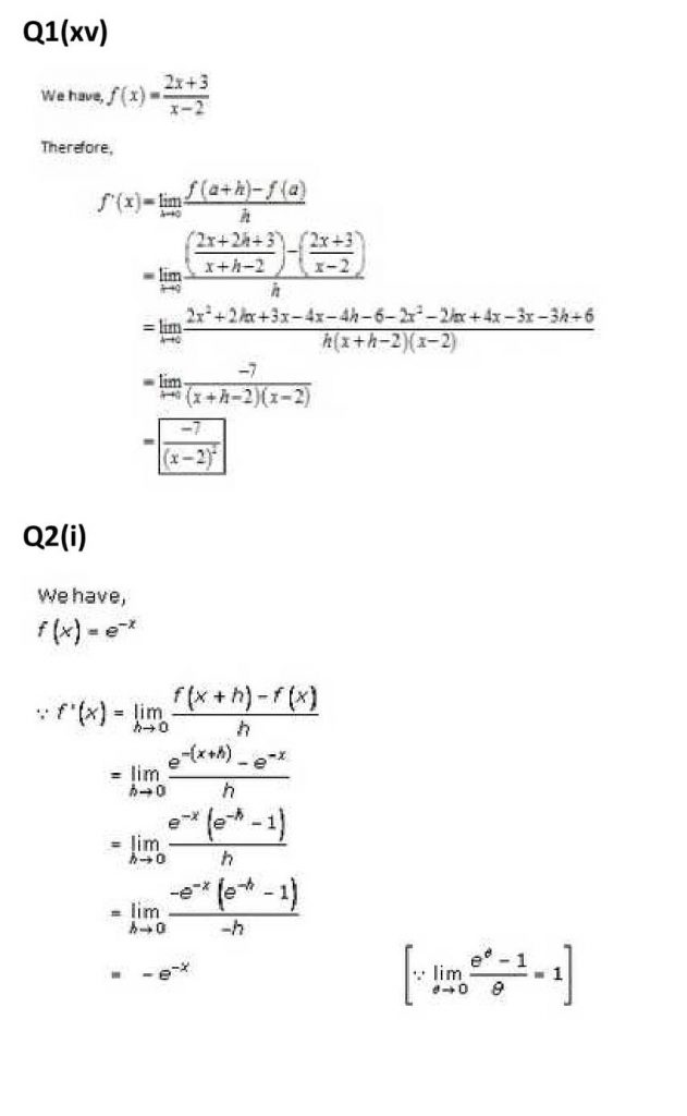 NCERT Solutions Class 11 Mathematics RD Sharma Derivatives-