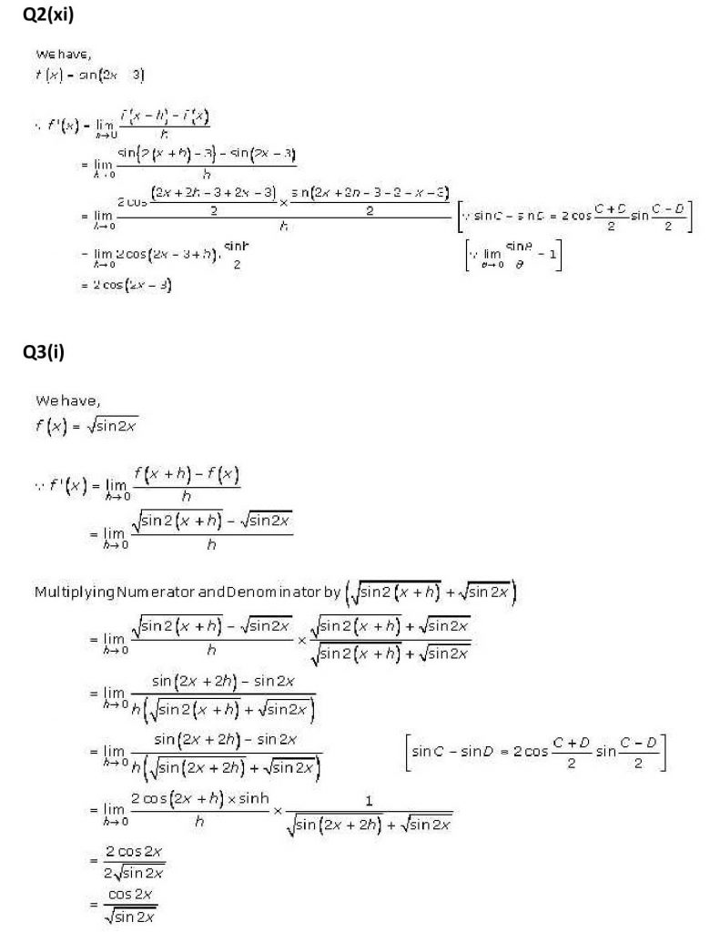 NCERT Solutions Class 11 Mathematics RD Sharma Derivatives-