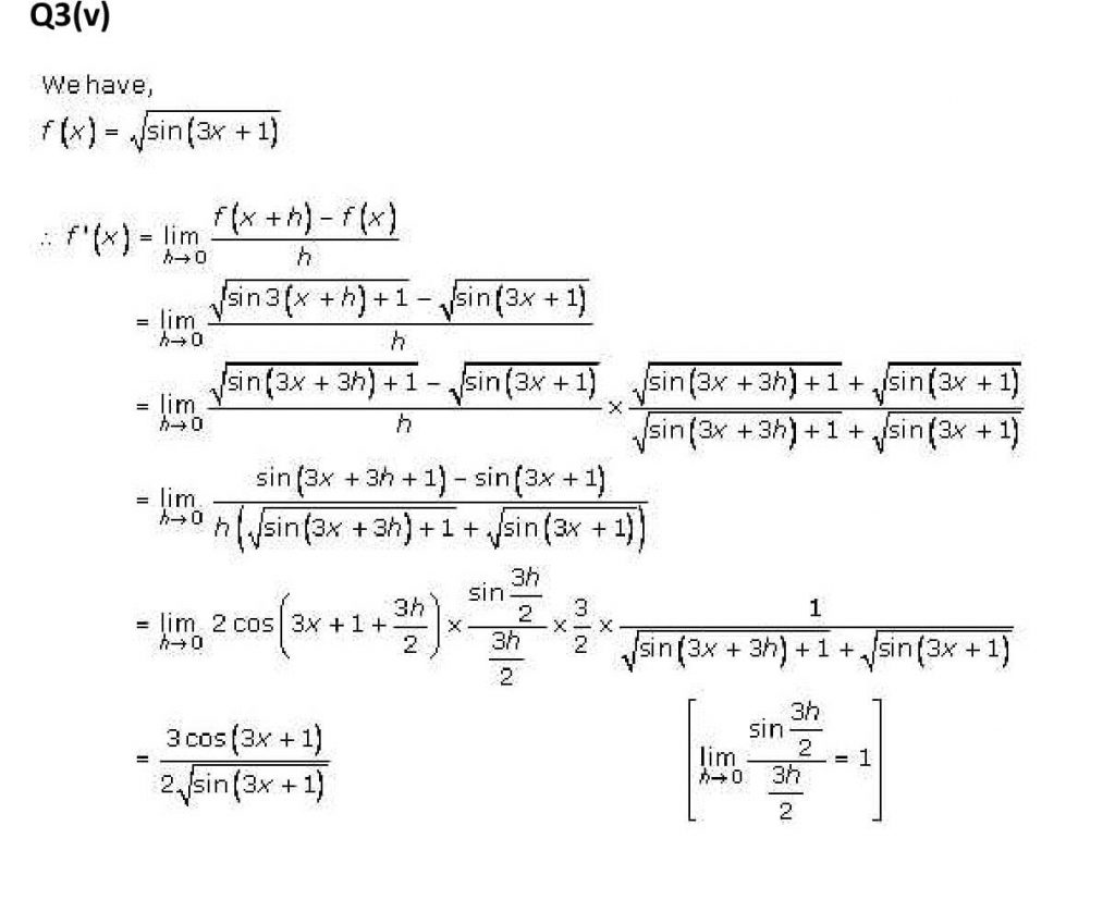 NCERT Solutions Class 11 Mathematics RD Sharma Derivatives-